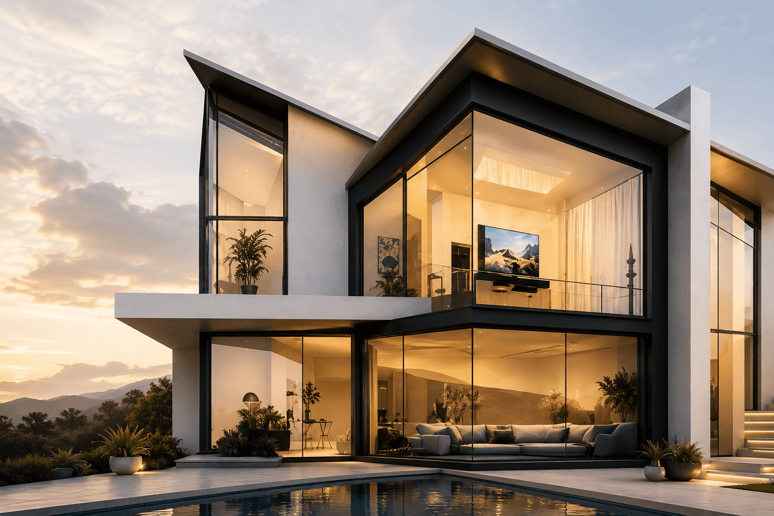 A distinguished Dubai residence at golden hour